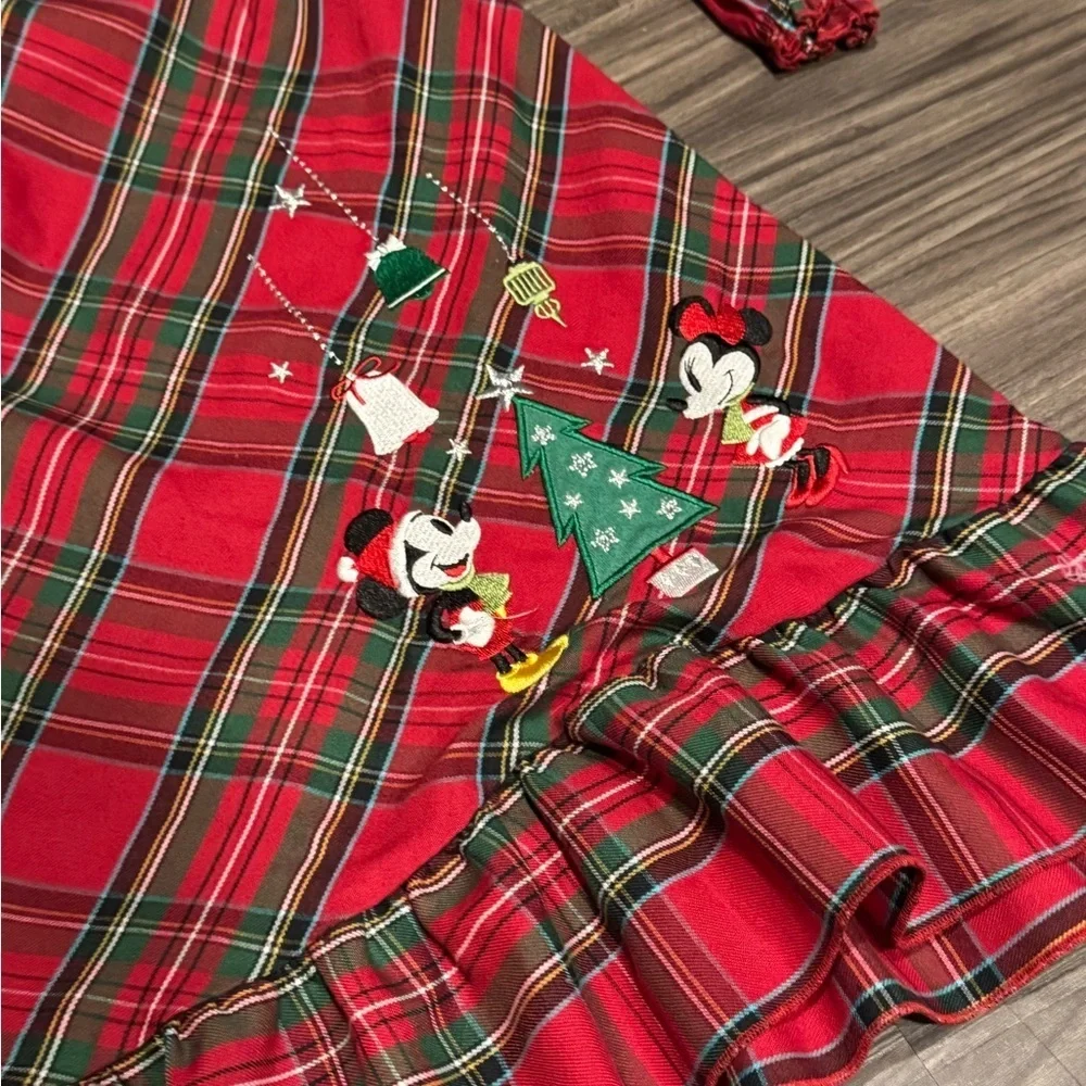 Disney Mickey & Minnie Mouse Christmas Holiday Plaid Dress – Girls 5/6
